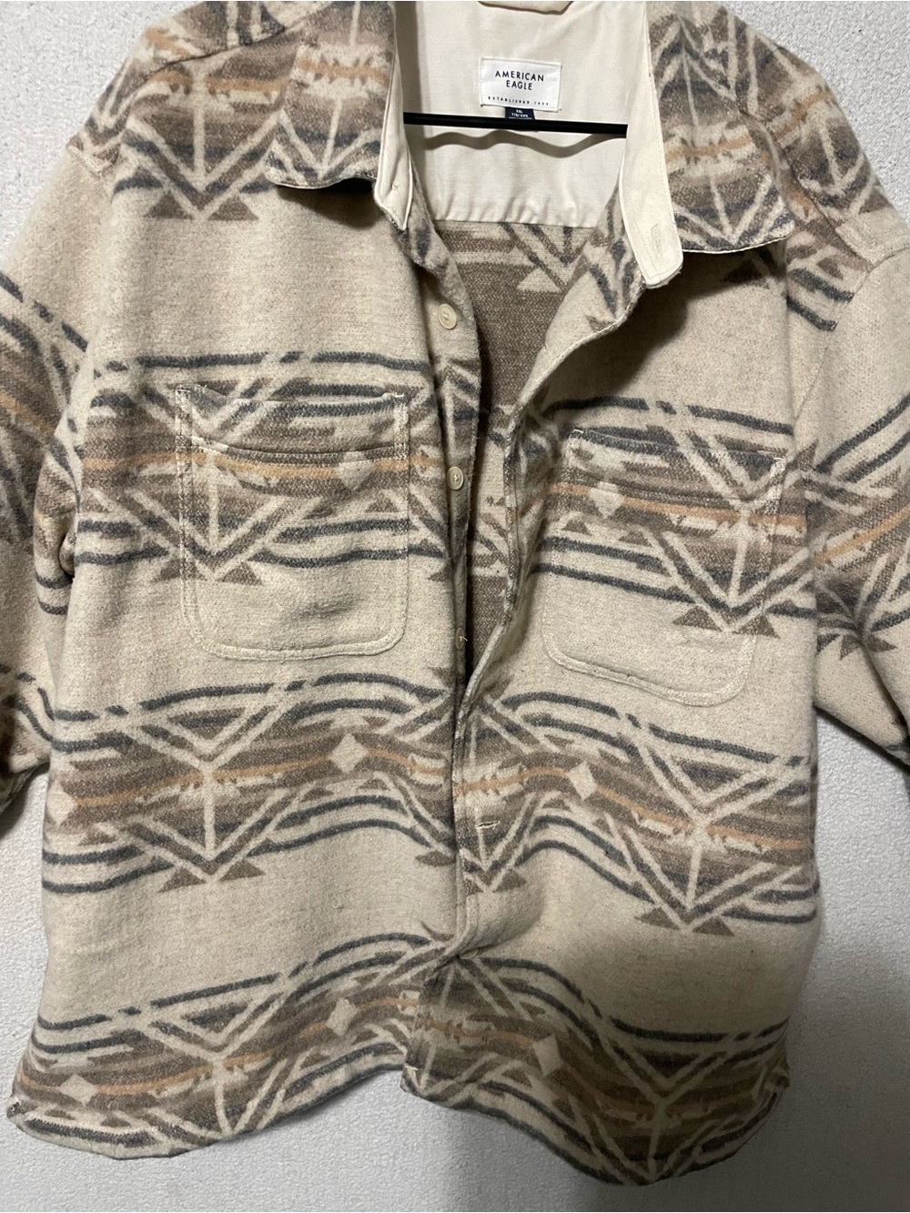 American Eagle Cream Jacket with Subtle Tan Lining